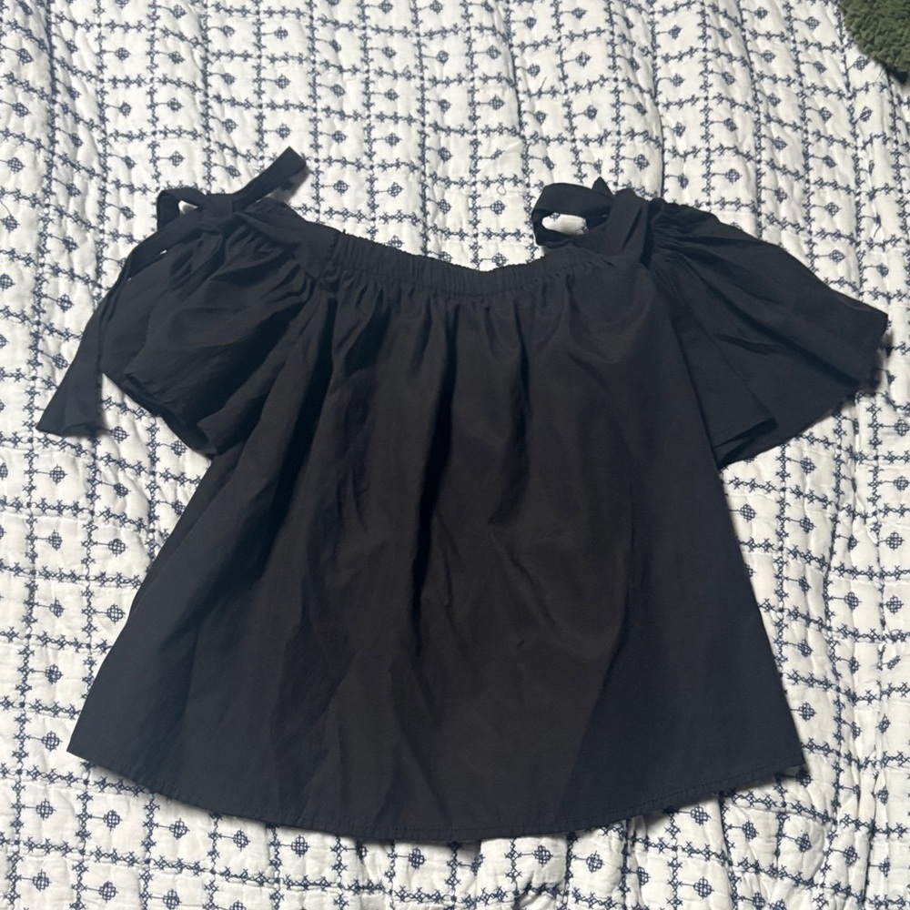 Elegant Black Off-Shoulder Top with Tie Detailing